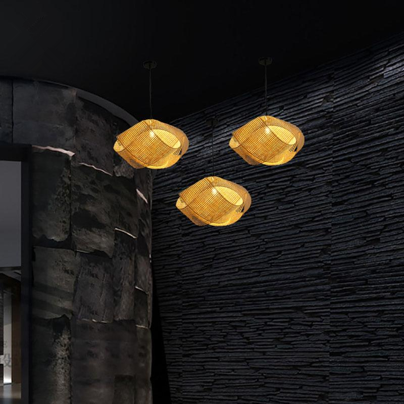 Lámpara de techo estilo nube de ratán y bambú - Imagen 4