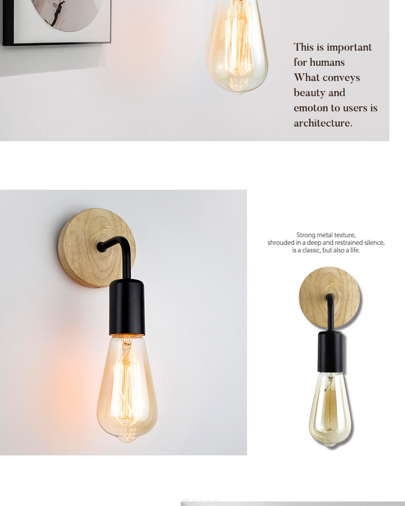 Aplique con base de madera estilo Industrial (Black) - Imagen 14