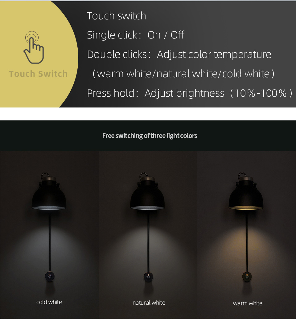 Lámpara cabecero cama lectura orientable, control de color luz y brillo variable. - Imagen 11