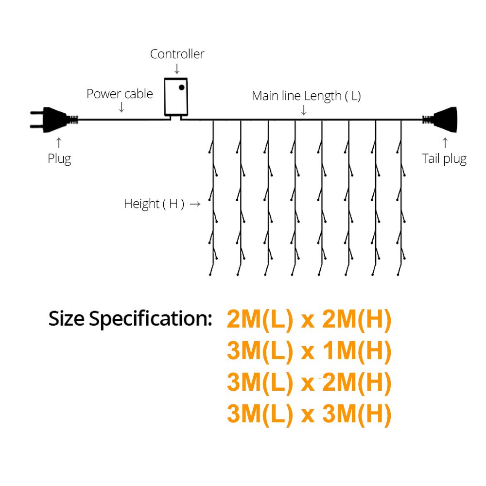 Cortina de leds decorativos para navidad guirnaldas iluminación singular, cortina de luz - Imagen 3