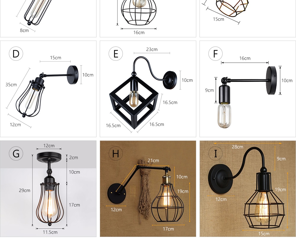 Apliques de pared estilo vingate, admiten bombillas E27desde 2W hasta 15W - Imagen 27