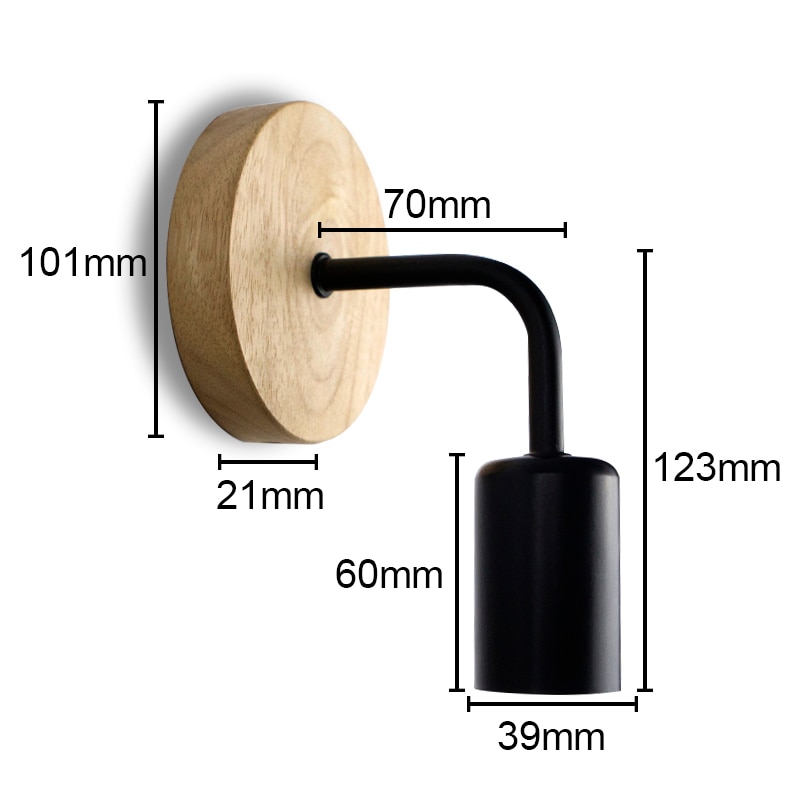 Aplique con base de madera estilo Industrial (Black) - Imagen 2