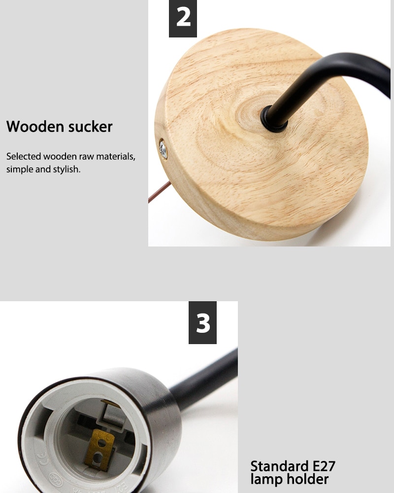 Aplique con base de madera estilo Industrial (Black) - Imagen 12