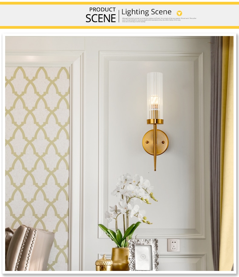 Aplique de pared con 1 o 2 brazos, incluida la bombilla LED. Diseño en cristal y latón dorado - Imagen 18