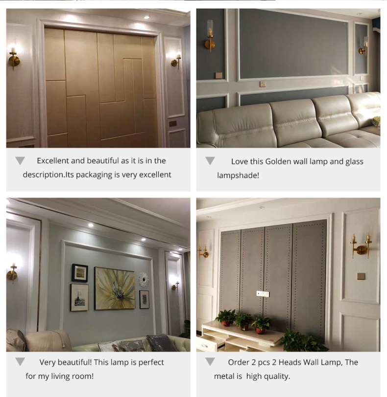 Aplique de pared con 1 o 2 brazos, incluida la bombilla LED. Diseño en cristal y latón dorado - Imagen 22