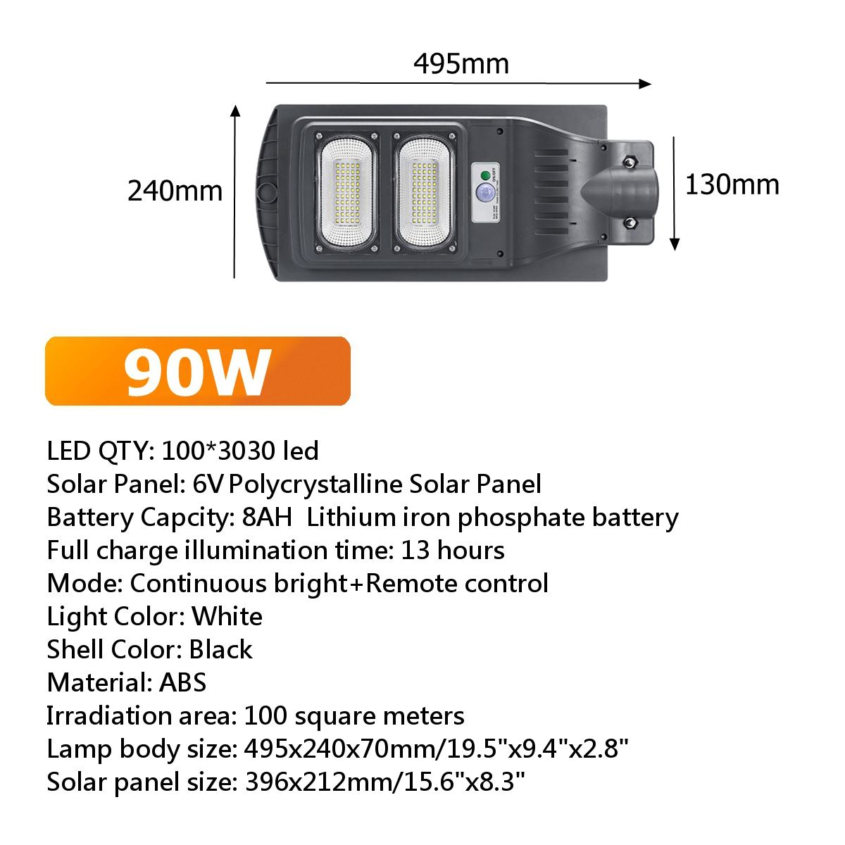 Farola con energía solar encendido automático por movimiento, potencia 60W, 90W, 150W - Imagen 8