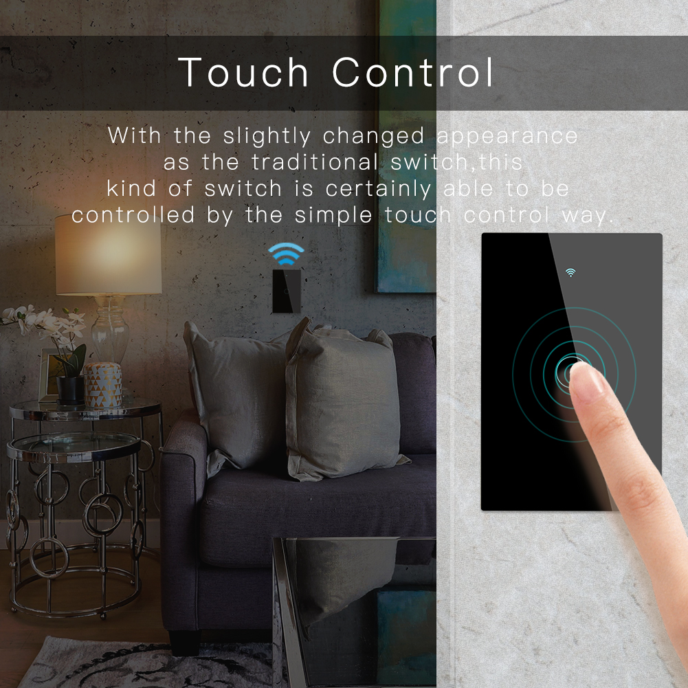 Interruptor inteligente wifi - Interruptor táctil negro, 1 circuito, Interruptor diseño minimalista - Imagen 14