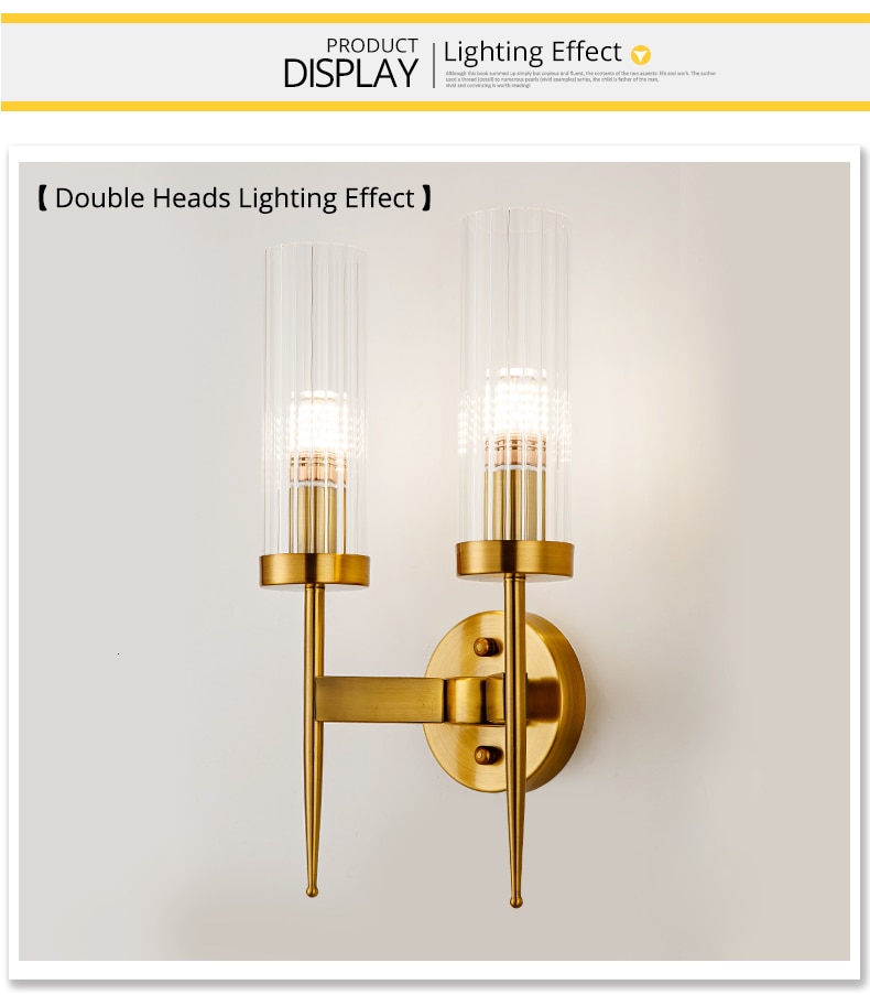 Aplique de pared con 1 o 2 brazos, incluida la bombilla LED. Diseño en cristal y latón dorado - Imagen 23