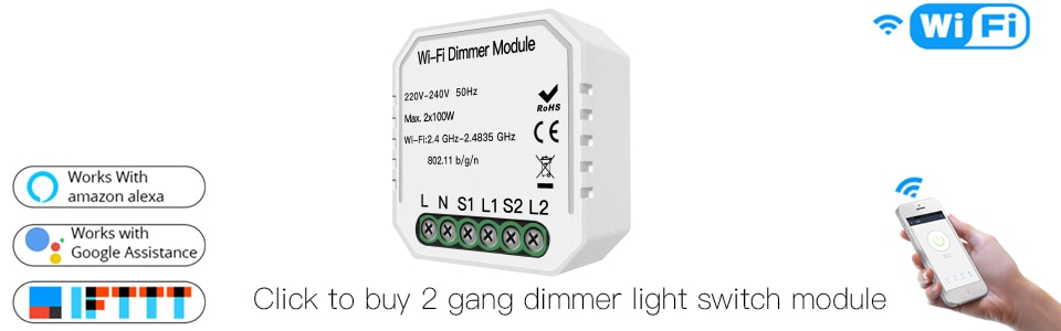 Regulador intensidad luz wifi. Dimmer inteligente 150W, control voz Alexa/Google - Imagen 12