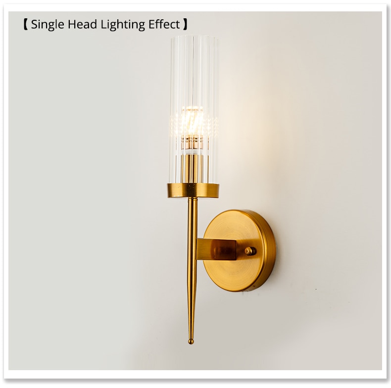 Aplique de pared con 1 o 2 brazos, incluida la bombilla LED. Diseño en cristal y latón dorado - Imagen 26