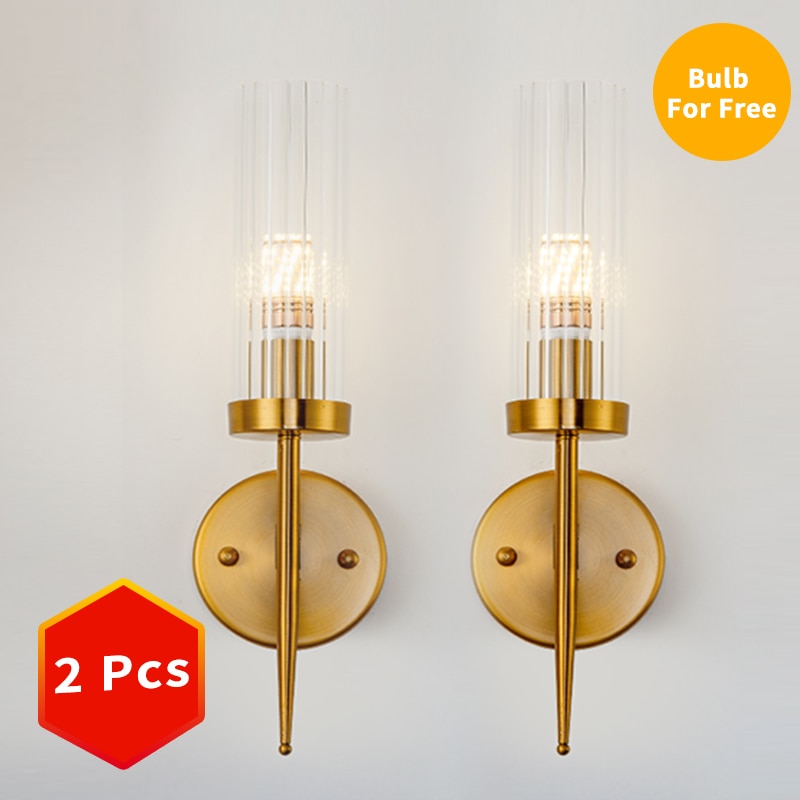 Aplique de pared con 1 o 2 brazos, incluida la bombilla LED. Diseño en cristal y latón dorado - Imagen 9