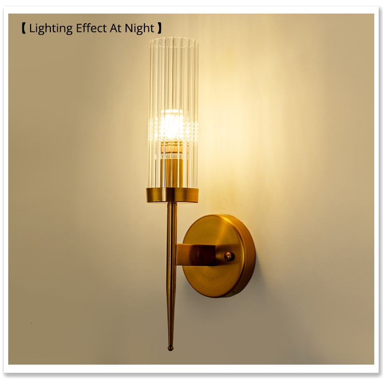 Aplique de pared con 1 o 2 brazos, incluida la bombilla LED. Diseño en cristal y latón dorado - Imagen 28