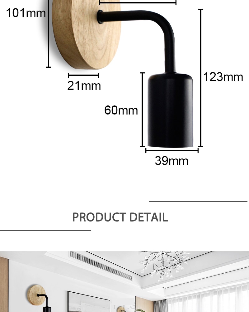 Aplique con base de madera estilo Industrial (Black) - Imagen 10