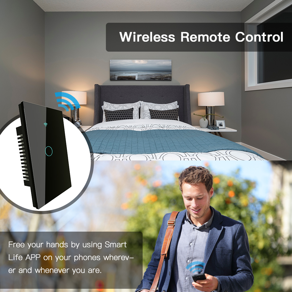 Interruptor inteligente wifi - Interruptor táctil negro, 1 circuito, Interruptor diseño minimalista - Imagen 12