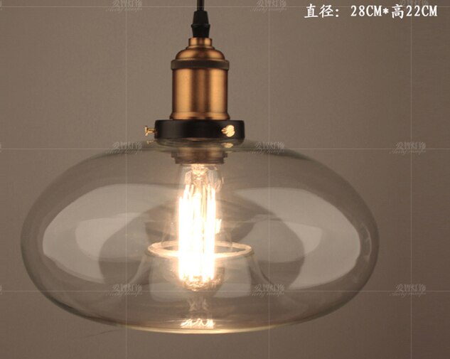 Lámpara colgante cristal ámbar Retro americano E27 - Imagen 9