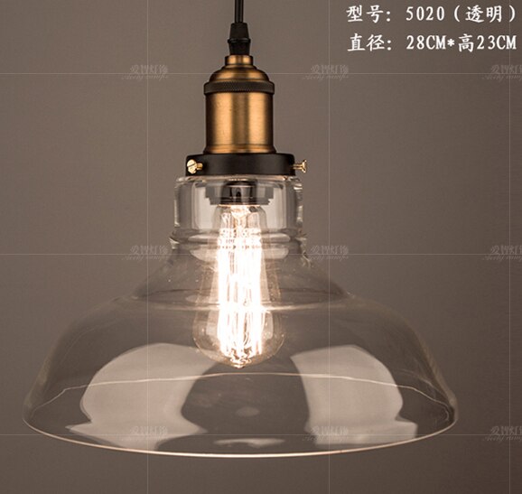 Lámpara colgante cristal ámbar Retro americano E27 - Imagen 13