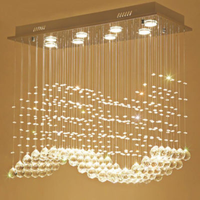 Manggic, luces colgantes de cristal de lujo para boda, lámpara moderna para restaurante, Simple, Cuadrado largo, luz LED de cristal