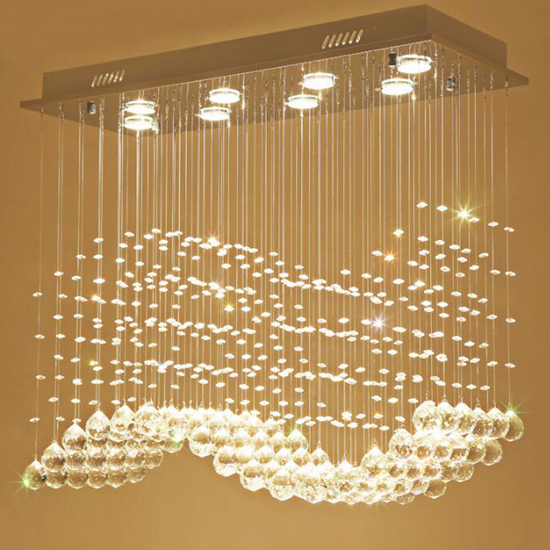 Manggic, luces colgantes de cristal de lujo para boda, lámpara moderna para restaurante, Simple, Cuadrado largo, luz LED de cristal