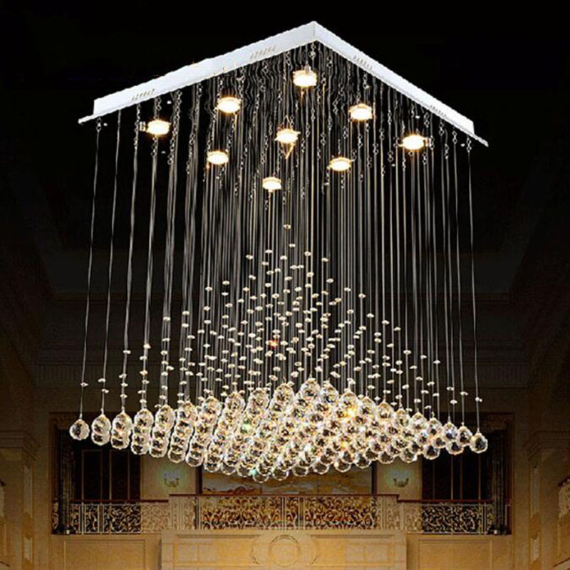 Moderno candelabro LED de cristal cuadrado K9 con forma de pirámide lámparas escalera sala de estar dormitorio candelabro Manggic - Imagen 3