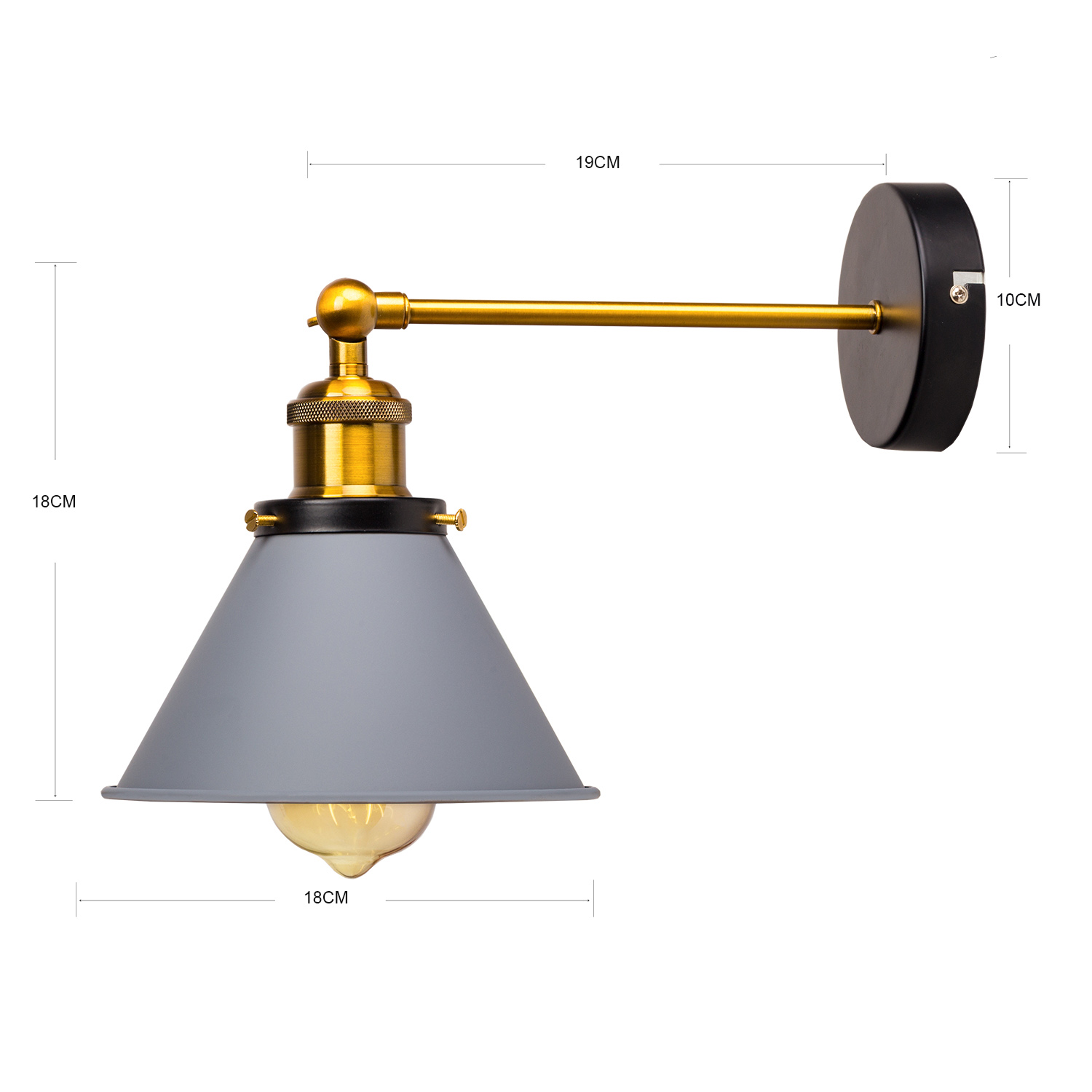 Aplique pared estilo industrial vintage, lámpara de lectura, lámpara cabecero cama mod 10074 - Imagen 9