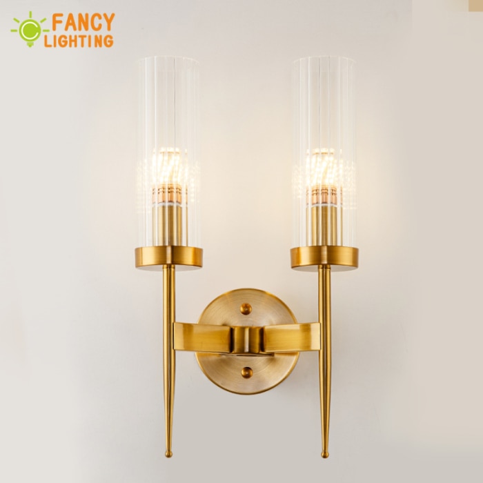 Aplique de pared con 1 o 2 brazos, incluida la bombilla LED. Diseño en cristal y latón dorado - Imagen 8