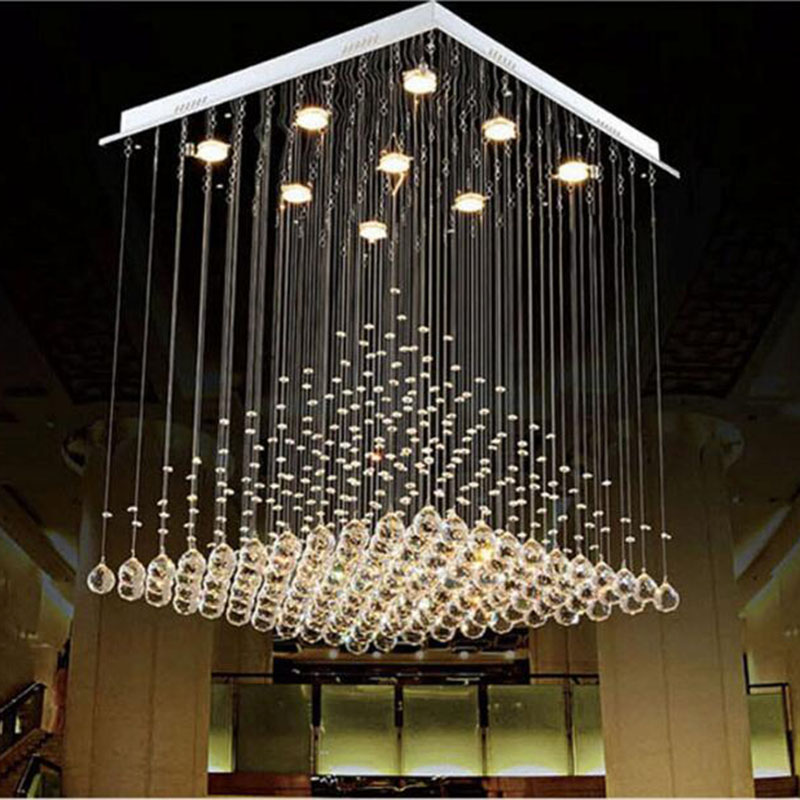 Moderno candelabro LED de cristal cuadrado K9 con forma de pirámide lámparas escalera sala de estar dormitorio candelabro Manggic - Imagen 2