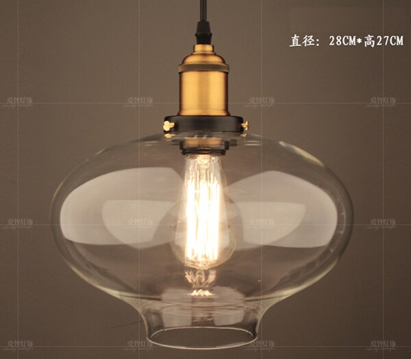 Lámpara colgante cristal ámbar Retro americano E27 - Imagen 11