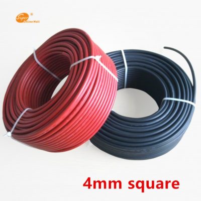 Rollo cable de 5 metros rojo o negro para instalaciones energia solar, sección 4mm, conectores MC4
