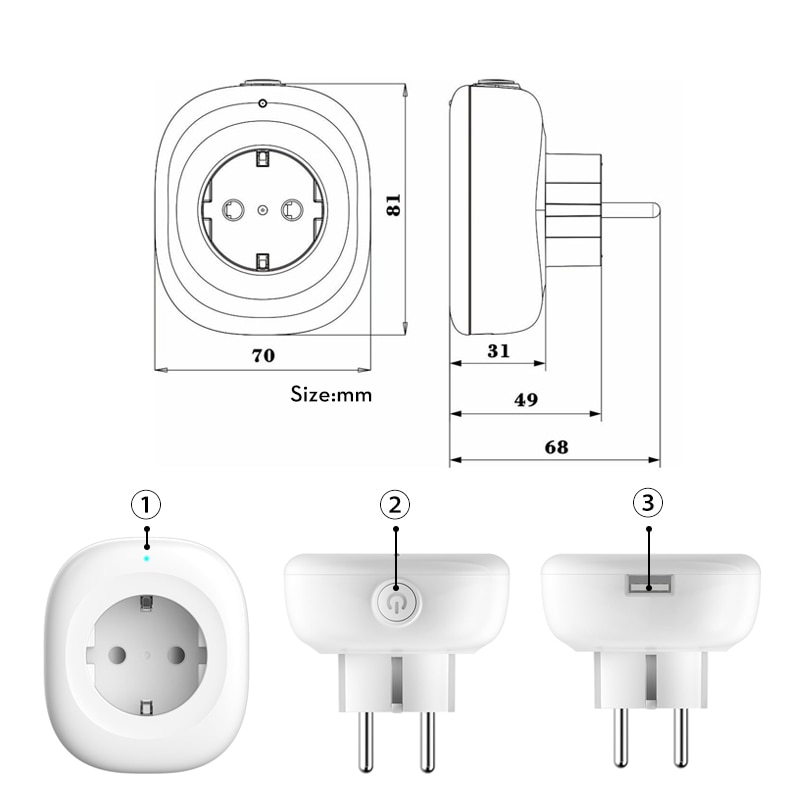 Enchufe WiFi inteligente con salida USB 5V, control por voz Alexa Google - Imagen 5