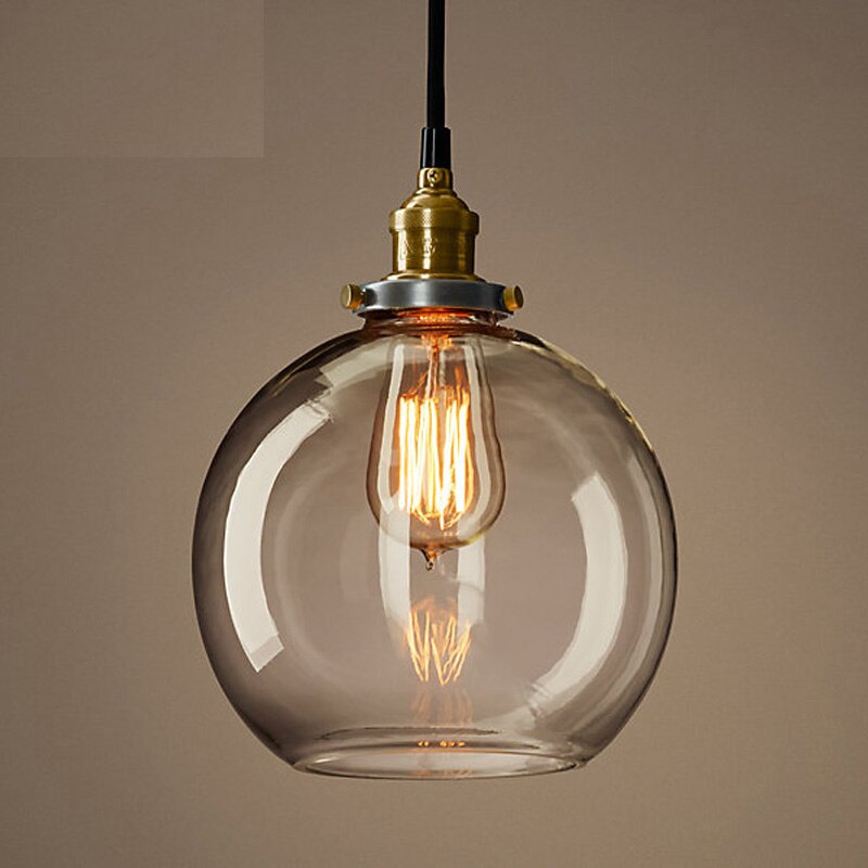 Lámpara colgante cristal ámbar Retro americano E27 - Imagen 3