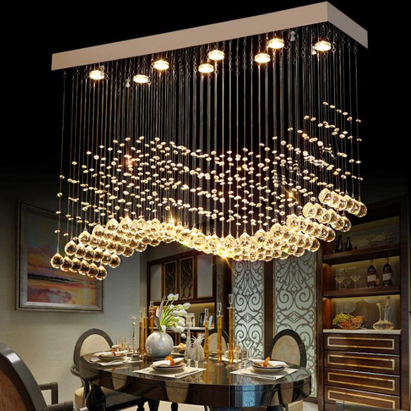 Manggic, luces colgantes de cristal de lujo para boda, lámpara moderna para restaurante, Simple, Cuadrado largo, luz LED de cristal - Imagen 5