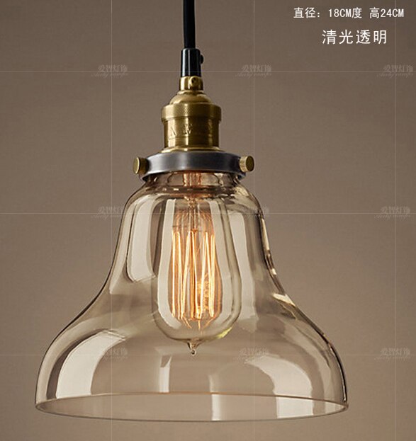 Lámpara colgante cristal ámbar Retro americano E27 - Imagen 10