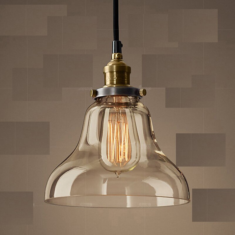 Lámpara colgante cristal ámbar Retro americano E27 - Imagen 5