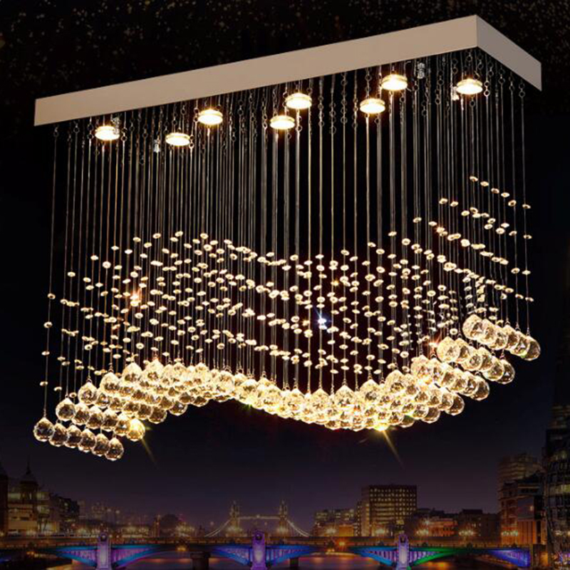 Manggic, luces colgantes de cristal de lujo para boda, lámpara moderna para restaurante, Simple, Cuadrado largo, luz LED de cristal - Imagen 4