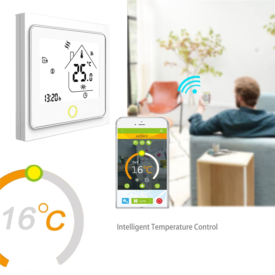 Termostato inteligente wifi para calefacción eléctrica o de agua, control voz Alexa Google Home -16A - Imagen 17