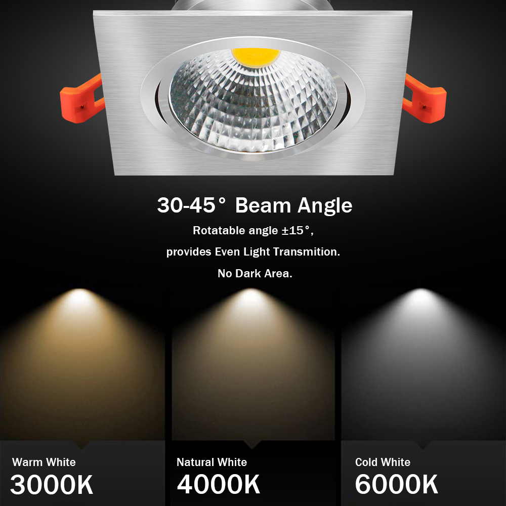 Luz LED regulable para techo 7W 9W 12W 15W bombilla Led para dormitorio cocina interior luces LED cuadradas luces empotrables de techo - Imagen 5