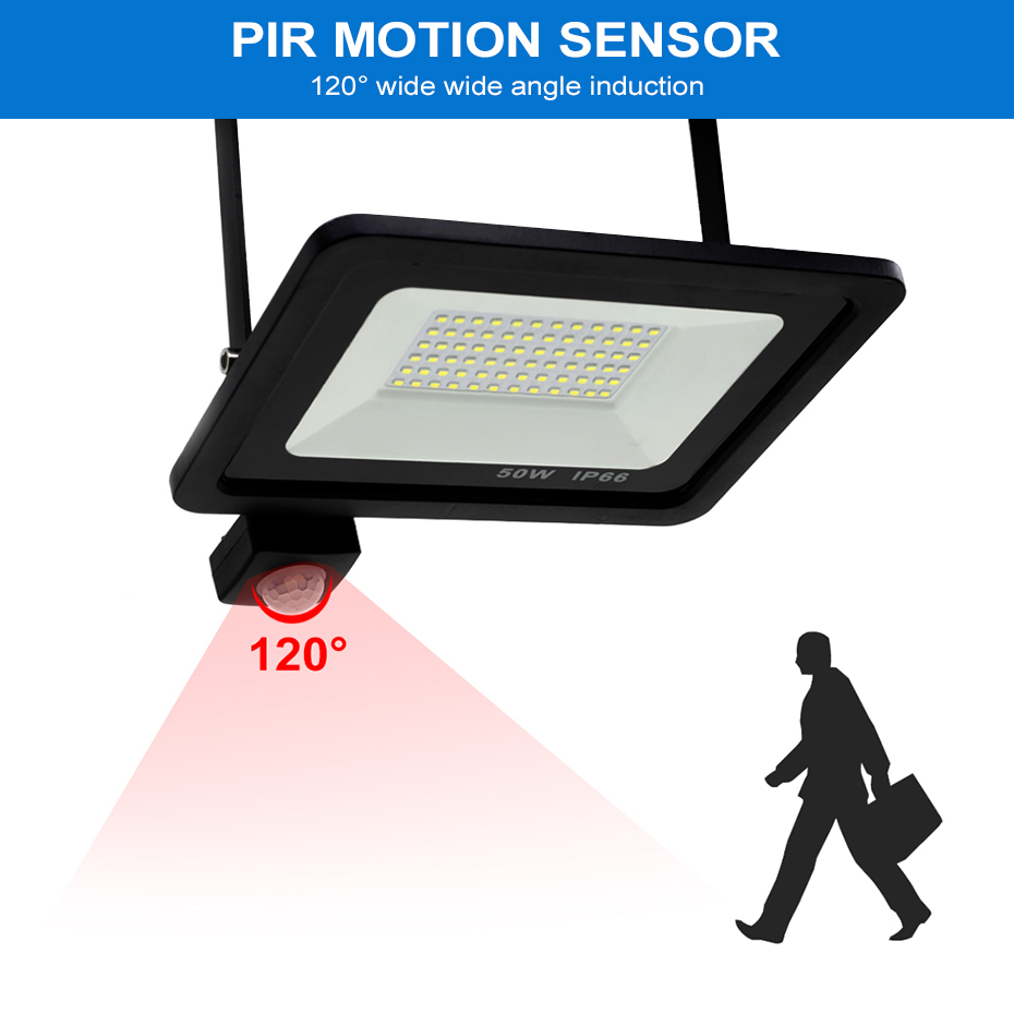 Proyector LED de exterior con sensor de movimiento, potencia 20W 30W 50W, intemperie - Imagen 4