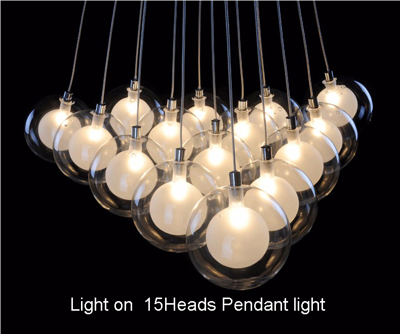 Lámpara araña 15 globos dobles de cristal con LED casquillo G4 - Imagen 4