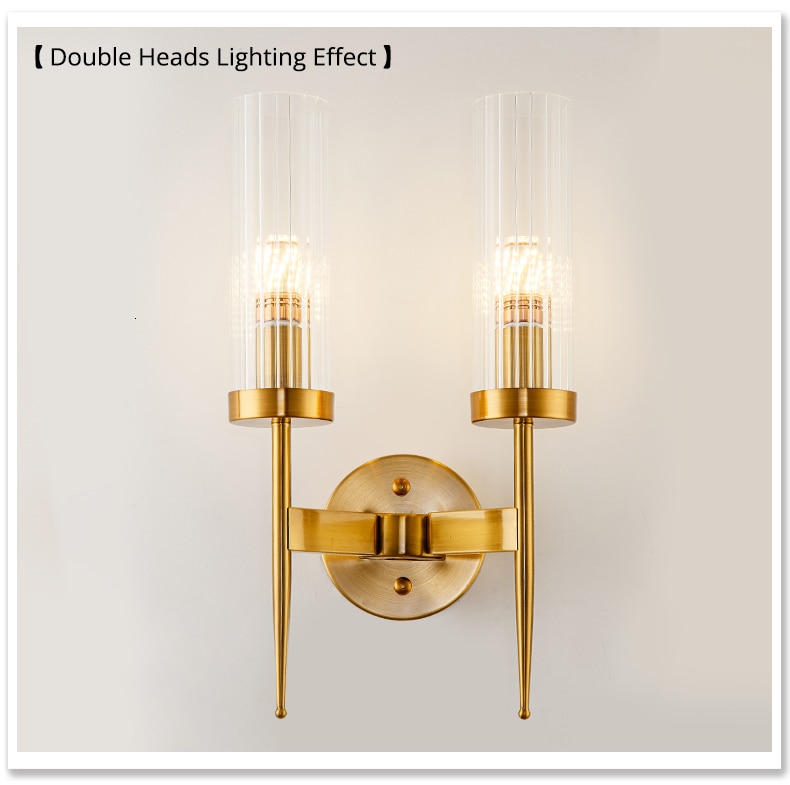 Aplique de pared con 1 o 2 brazos, incluida la bombilla LED. Diseño en cristal y latón dorado - Imagen 24