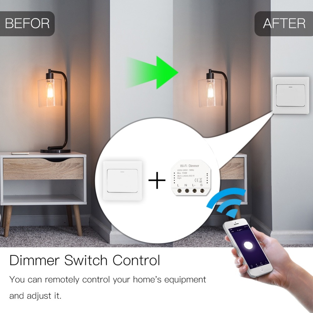 Regulador intensidad luz wifi. Dimmer inteligente 150W, control voz Alexa/Google - Imagen 14
