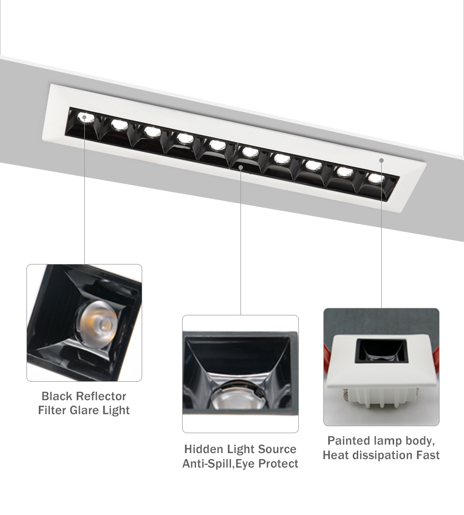 Proyector lineal empotrado en techo potencias desde 2W hasta 20W, múltiples LED, decoración nórdica - Imagen 12
