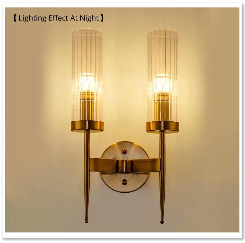 Aplique de pared con 1 o 2 brazos, incluida la bombilla LED. Diseño en cristal y latón dorado - Imagen 27