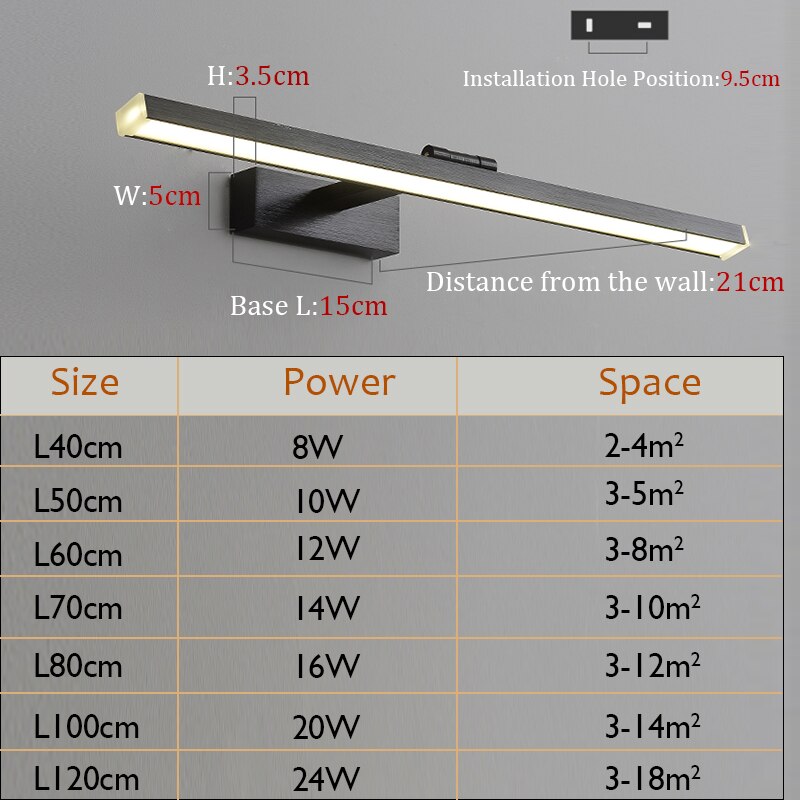 Lámpara LED para baño - sala de estar - frontal espejo 220V - Imagen 6