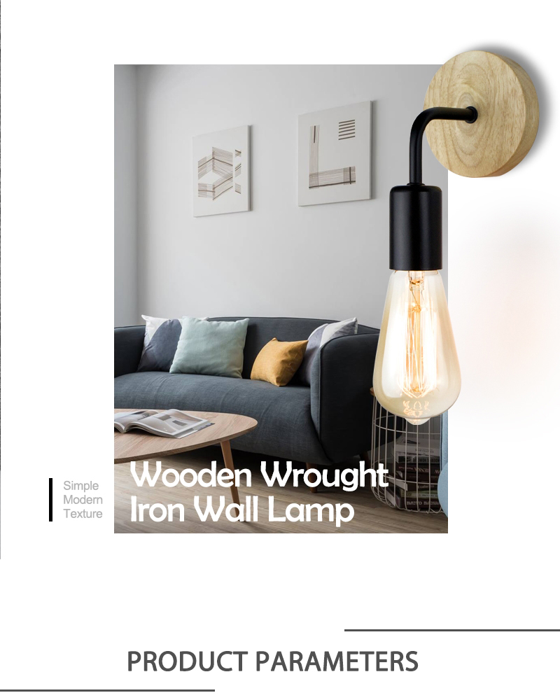 Aplique con base de madera estilo Industrial (Black) - Imagen 8