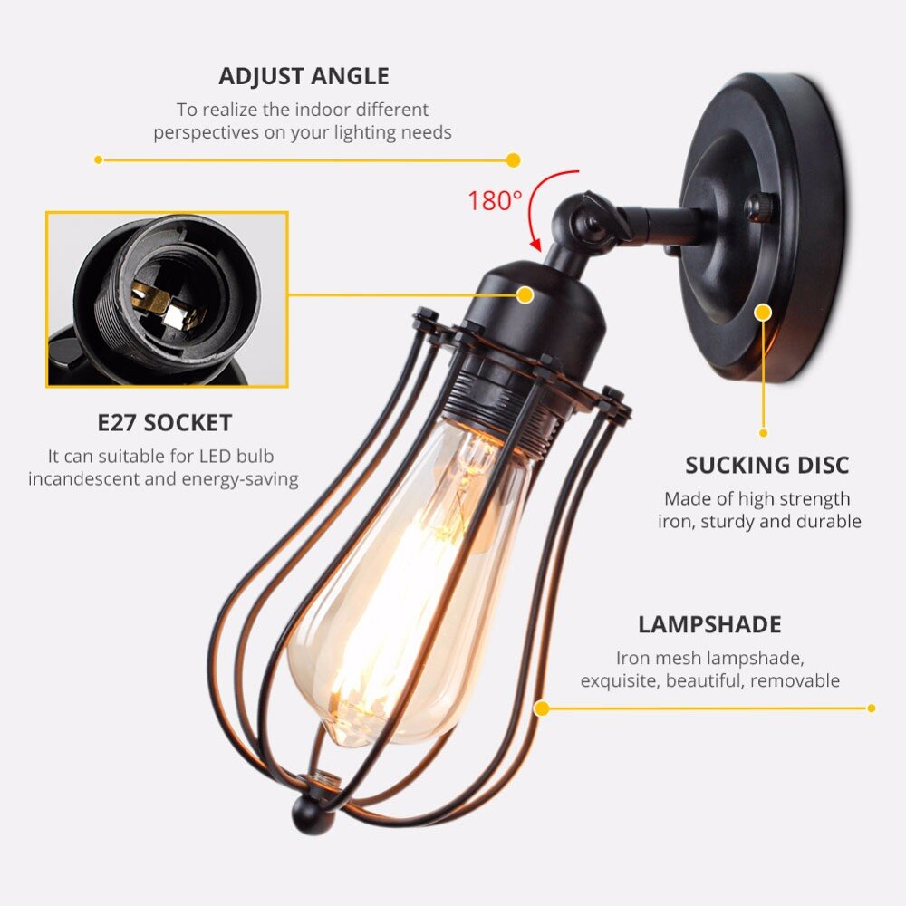 Apliques de pared estilo vingate, admiten bombillas E27desde 2W hasta 15W - Imagen 5