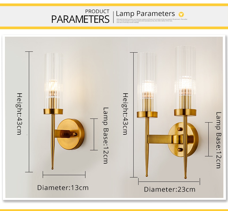 Aplique de pared con 1 o 2 brazos, incluida la bombilla LED. Diseño en cristal y latón dorado - Imagen 29