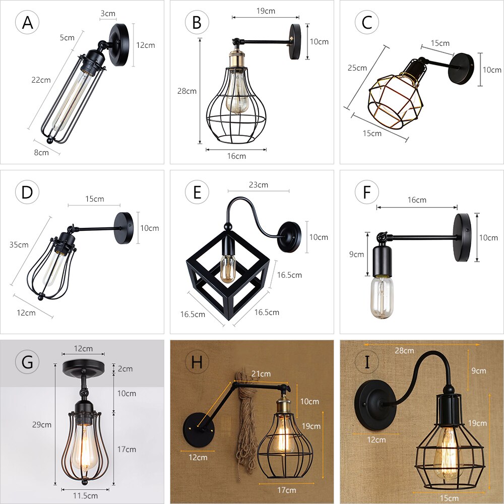 Apliques de pared estilo vingate, admiten bombillas E27desde 2W hasta 15W - Imagen 2