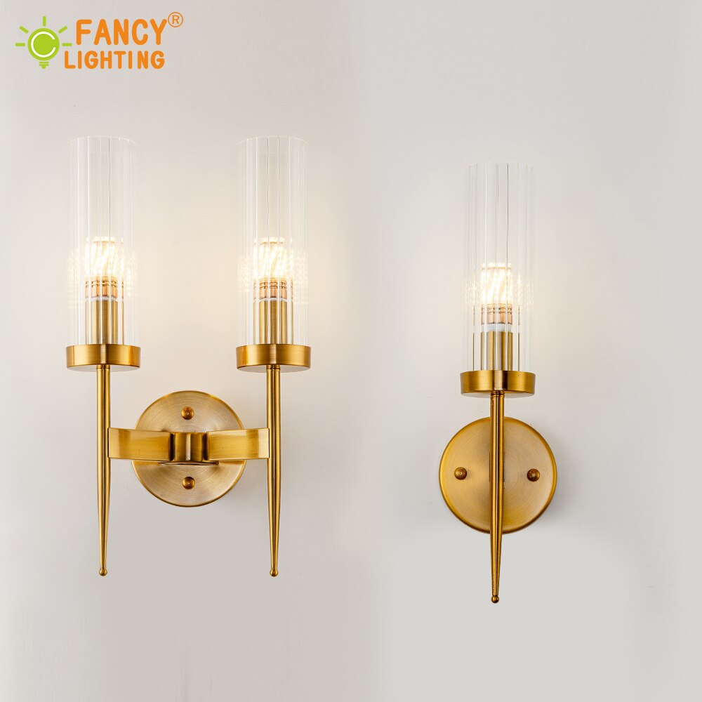 Aplique de pared con 1 o 2 brazos, incluida la bombilla LED. Diseño en cristal y latón dorado - Imagen 5