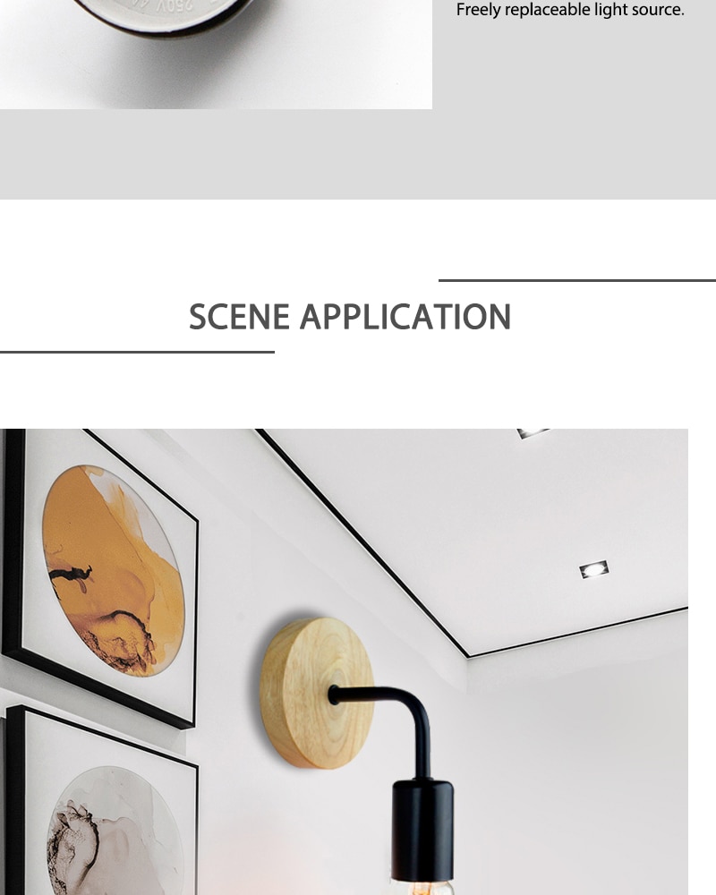 Aplique con base de madera estilo Industrial (Black) - Imagen 13