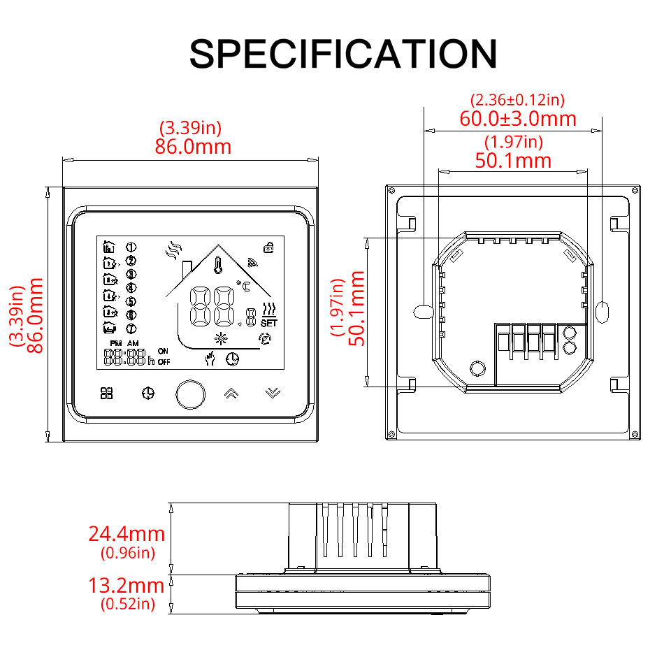 Termostato inteligente wifi para calefacción eléctrica o de agua, control voz Alexa Google Home -16A - Imagen 6